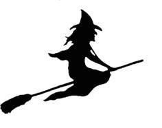 Vector drawing of witch on a broom