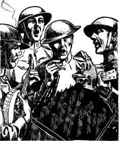 Vector image of soldiers singing