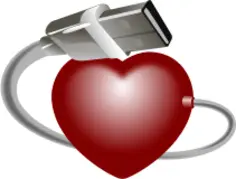 Heart USB stick vector graphics