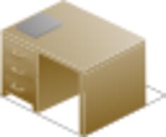 Vector drawing of isometric desk right front view