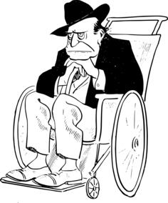 Old man sitting in a wheelchair vector clip art