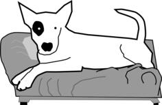 Vector graphics of bullterrier on the bed