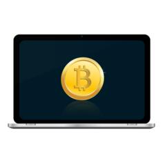 Bitcoin on laptop screen vector illustration