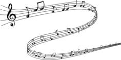 Black and white musical notes vector drawing