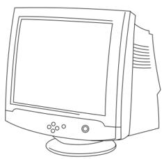 Line art vector image of CRT monitor