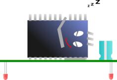 Computer processor sleeping vector drawing