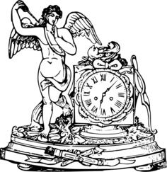 Angel with a clock vector drawing