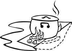 Food in pot baked on campfire vector clip art