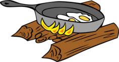 Eggs baked on campfire vector drawing