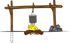 Wooden camp cooking crane vector graphics