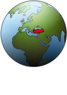 Turkey location on globe vector illustration