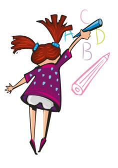 Girl writing on whiteboard vector image