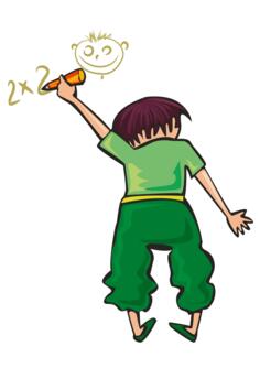 Boy writing on the whiteboard vector graphics