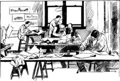Old designer office vector illustration