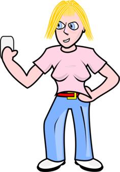 Angry teen girl with mobile phone vector image