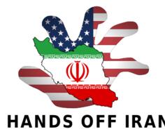 Hands Off Iran poster vector image