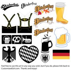 Oktoberfest icons, logos and illustrations vector clip art