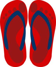 Flip flops with feet imprint vector clip art