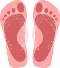 Flip flops with feet imprint vector illustration