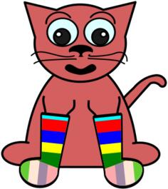 Cartoon cat in rainbow socks vector illustration