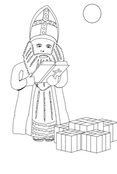 Sinterklaas with presents vector drawing