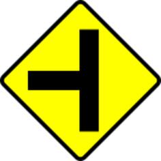 T-junction caution sign vector image