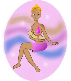 Vector drawing of woman with a baby