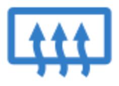 Vector graphics of rear window heating switched on car display icon