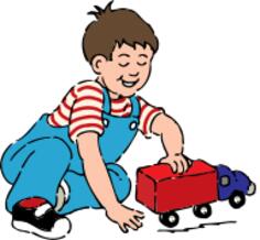 Boy playing with toy truck vector drawing