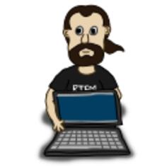 Comic character with a laptop vector image