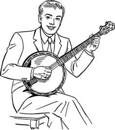 Man playing banjo vector clip art