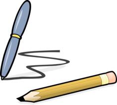 Graphite pencil and pen vector illustration