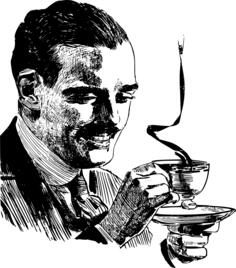 Drinking coffee vector drawing