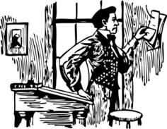 Historical vector image of a man reading a notice