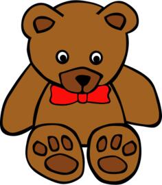 Simple teddy bear with bow tie vector illustration
