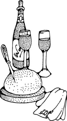 Wine and bread vector drawing