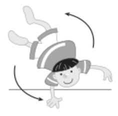 Boy standing on a hand vector drawing