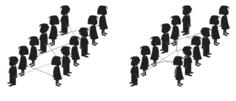 Vector image of kids in rows