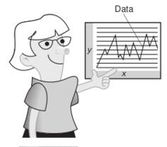 Woman presenting data vector illustration