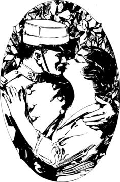 Soldier and woman illustration