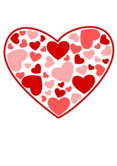Vector image of heart made out of many small hearts