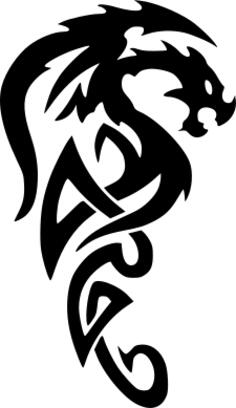 Dragon tribal style tattoo vector illustration