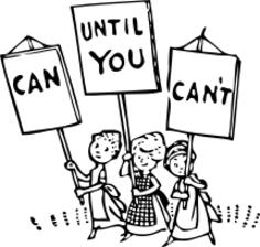 Women carrying protester sign vector illustration