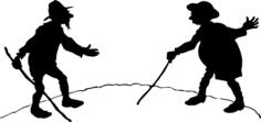 Two men with canes vector clip art