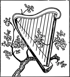 Harp on a branch vector drawing