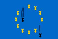 Vector image of EU flag with bombs in place of strars