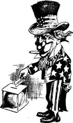 Uncle Sam smokes and votes vector image
