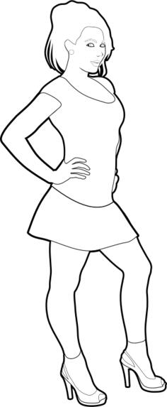 Cheerful girl outline vector image