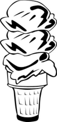 Vector image of three ice cream scoops in a half-cone