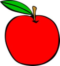 Red apple with a green leaf